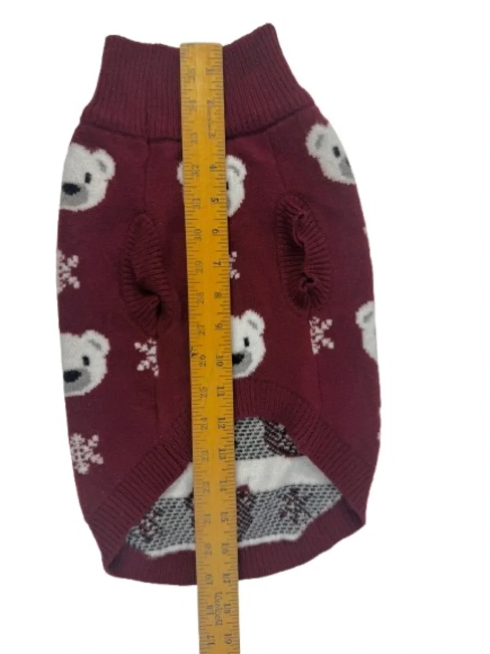 Burgundy Polar Bear Knit Dog Sweater